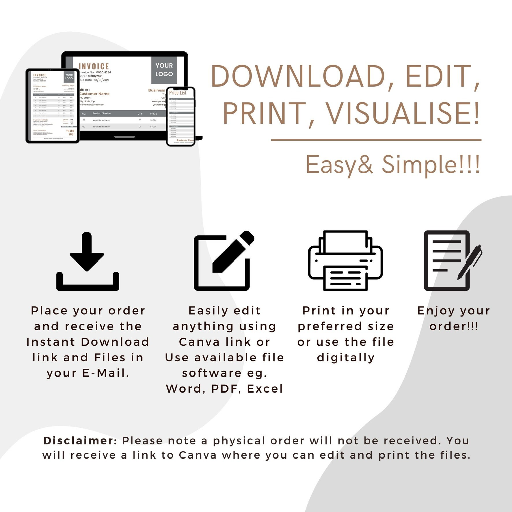 Invoice Template, Customise and Edit Digital&amp;printable Business Form ...