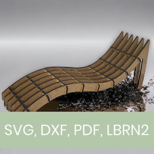 Miniature Chaise Lounge Chair 1/6 Scale: Dollhouse Furniture SVG DXF PDF