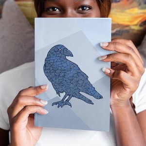 Geometric Blue Crow Hardcover Notebook Journal