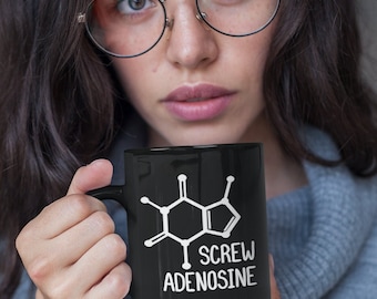 Schrauben-Adenrosin-Koffein-Molecule 11 Unze schwarzer Becher