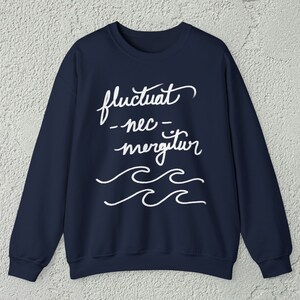 Fluctuat Nec Mergitur Latin Phrase Sweatshirt, Gift for Teacher Language Professor Linguist or Language Nerd, Dark Academia Sweat Shirt Top