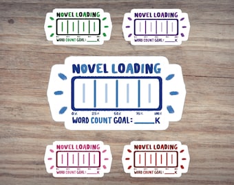 Etiqueta engomada del ordenador portátil del rastreador de la barra de progreso de carga de la novela, regalo de establecimiento de objetivos de recuento de palabras para escritores y autores, pegatina de vinilo de escritura de libros literarios