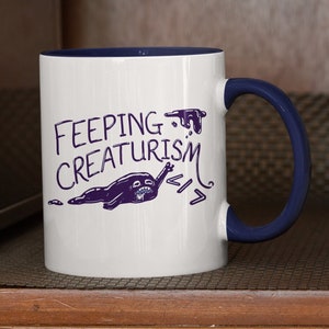 Feeping Creaturism Funny Software Developer Coffee Mug, Gift for Programmer Hacker Coder Open Source Linux Geek, Tech Nerd Accent Color Mug