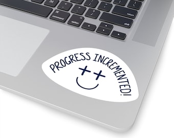 Progreso incrementado pegatina de codificación divertida, pequeño regalo para programador desarrollador de software ingeniero diseñador web, pegatina de vinilo tecnológico para computadora portátil