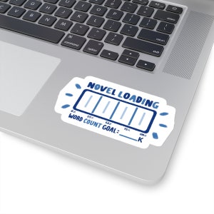 Sticker pour ordinateur portable avec suivi de la barre de progression du chargement du roman, cadeau de définition d'objectifs de nombre de mots pour les écrivains et les auteurs, autocollant en vinyle pour l'écriture de livres littéraires Bleu