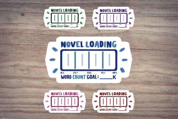 Novel Loading Progress Bar Tracker Laptop Sticker, Word Count Goal Setting Gift for Writers and Authors, Literary Book Writing Vinyl Sticker