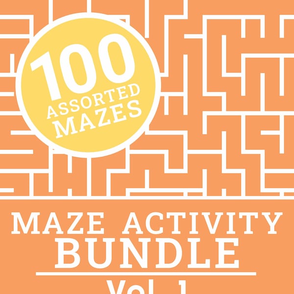 Printable Maze Puzzle Pages | 100 Assorted Mazes | Activity Maze Puzzles for Kids | Digital Download