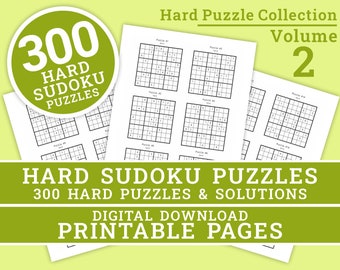 Sudoku-pussel - Samling av svåra nivåer - Volym 2 | 300 utskrivbara svåra Sudoku-pussel | Digitalt | Utskrivbara sidor | Direktnedladdning i PDF-format