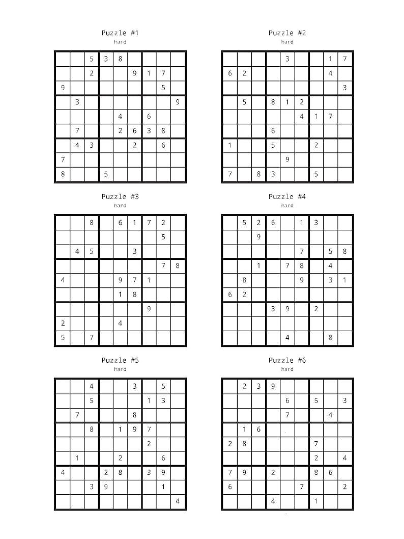 Sudoku Puzzles Hard Level Collection Volume 1 300 Etsy