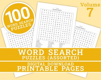 Ordpussel - Volym 7 | 100 utskrivbara pusselsidor för barn och vuxna | Digitalt | Utskrivbara sidor | Direktnedladdning i PDF-format