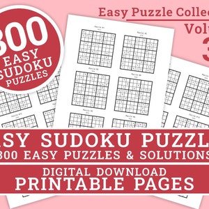 Sudoku Puzzles - Easy Level Collection - Volume 3 | 300 Printable Easy Sudoku Puzzles | Digital | Printable Pages | Instant Download PDF