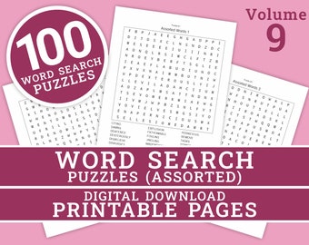Ordpussel - Volym 9 | 100 utskrivbara pusselsidor för barn och vuxna | Digitalt | Utskrivbara sidor | Direktnedladdning i PDF-format