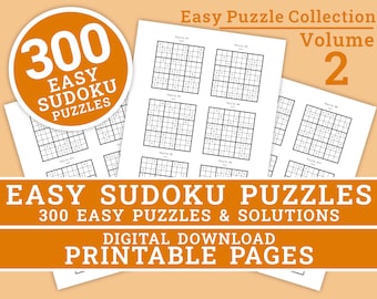 Sudoku Puzzles - Easy Level Collection - Volume 2 | 300 Printable Easy Sudoku Puzzles | Digital | Printable Pages | Instant Download PDF
