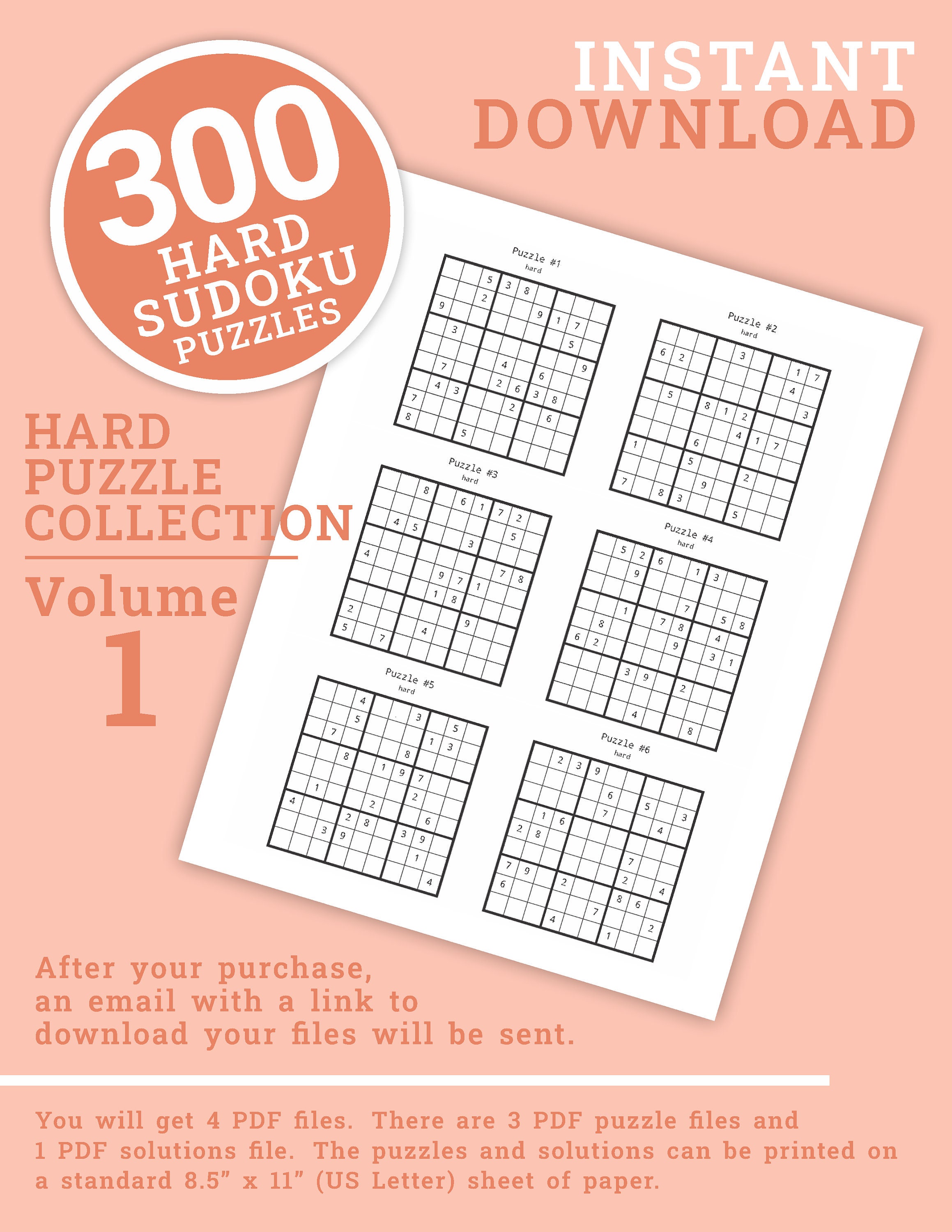 Sudoku Puzzles - Hard Level Collection - Volume 1 | 300 Printable Hard