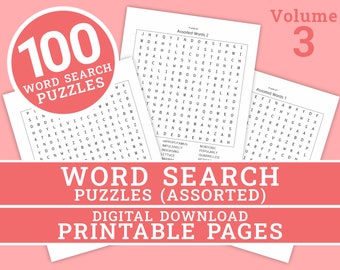 Ordpussel - Volym 3 | 100 utskrivbara pusselsidor för barn och vuxna | Digitalt | Utskrivbara sidor | Direktnedladdning i PDF-format