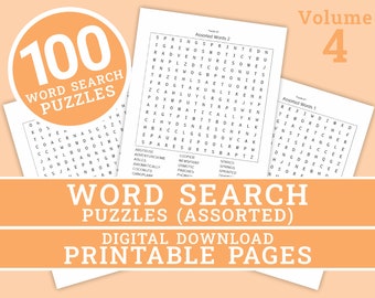 Ordpussel - Volym 4 | 100 utskrivbara pusselsidor för barn och vuxna | Digitalt | Utskrivbara sidor | Direktnedladdning i PDF-format