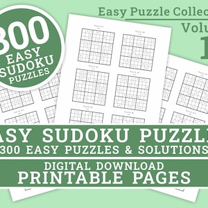 Sudoku Puzzles - Easy Level Collection - Volume 1 | 300 Printable Easy Sudoku Puzzles | Digital | Printable Pages | Instant Download PDF