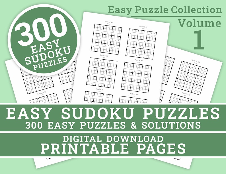 Sudoku Puzzles - Easy Level Collection - Volume 1 | 300 Printable Easy ...