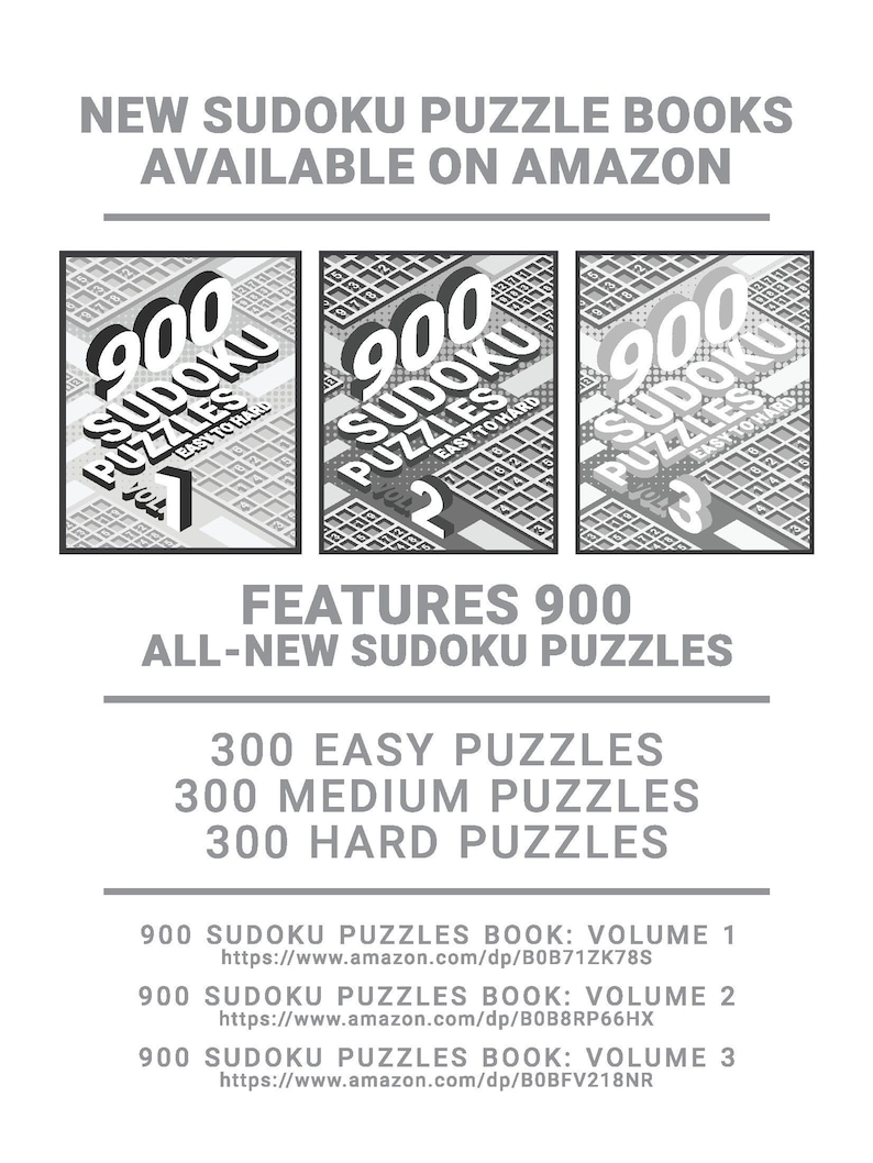 Sudoku-pussel - Volym 1 | 300 utskrivbara pussel från lätt till svårt (100 styck) | Stor stil | Digitalt | Utskrivbara sidor | Direktnedladdning i PDF-format bild 6