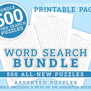 Word Search Bundle - BUNDLE SET 2 | 500 Printable Puzzle Pages for Kids and Adults | Digital | Printable Pages | Instant Download PDF