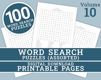 Ordpussel - Volym 10 | 100 utskrivbara pusselsidor för barn och vuxna | Digitalt | Utskrivbara sidor | Direktnedladdning i PDF-format