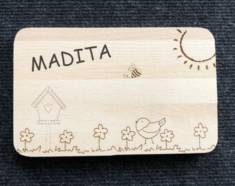 Breakfast board "Spring" personalized breakfast board Children's breakfast board with first name Name Gift