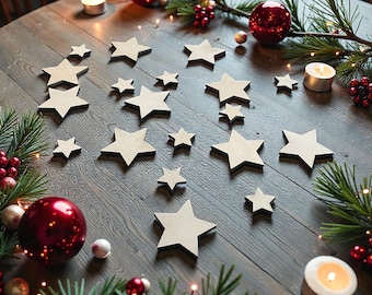 Strooidecoraties, sterren, kerstversiering, kerststerren, winterdecoraties, kerstboomversieringen, knutselhout, strooidecoraties, tafeldecoraties, adventskrans