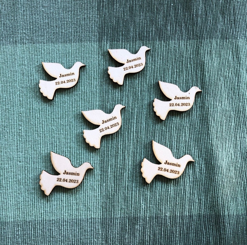 Dove decoration fish scatter decoration baptism communion first communion confirmation personalized with name image 2
