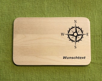 Breakfast board "Compass" personalized cutting board breakfast board with first name gift camping hiking