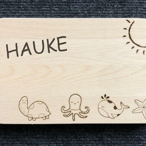 Breakfast board &quot;Hauke&quot; personalized cutting board children&#39;s breakfast board with first name gift