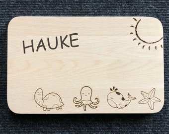 Breakfast Board "Turtle / Octopus / Whale / Starfish" Personalized Cutting Board Children's Breakfast Board with First Name Gift