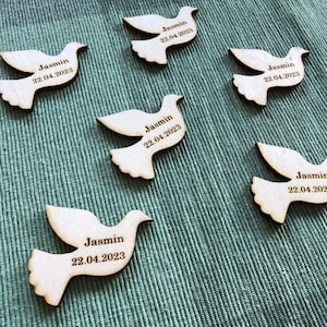 Dove decoration fish scatter decoration baptism communion first communion confirmation personalized with name image 1