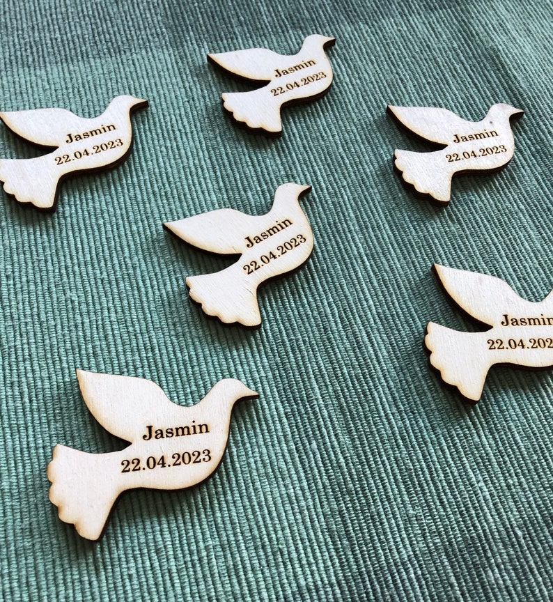 Dove decoration fish scatter decoration baptism communion first communion confirmation personalized with name image 1