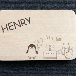 Breakfast board &quot;Penguin / Cat / Animals&quot; personalized breakfast board children&#39;s breakfast board with first name name gift