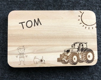 Breakfast board "Farm / Agriculture" personalized breakfast board Children's breakfast board with first name Name Gift