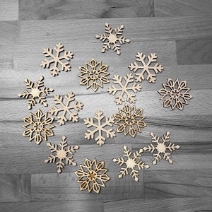 15 pieces snowflakes Christmas decoration decoration winter Christmas tree decoration craft wood scatter decoration