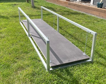 Alu Hängebrücke Schwebebrücke Wackelbrücke Wackelbrett aus Aluminium Agility Welpenspielzeug für Welpen Hunde Katzen