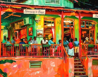 Customisable Caribbean Art Print or Canvas of Bar in West Indies Grenada St Lucia Jamaica Dominica or Antigua