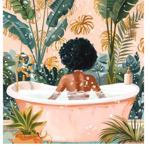 Personalised Bathroom Art Custom Print Afro Caribbean Bathroom Art Pink Green Bathroom Decor Custom Name Bath Print Afro Art for Black Women
