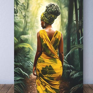 Stampa artistica della giungla di una donna rasta / Arte murale caraibica / Arredamento afrocentrico per la casa / Poster di una donna nera / Stampa tropicale giamaicana / Regina dell'isola