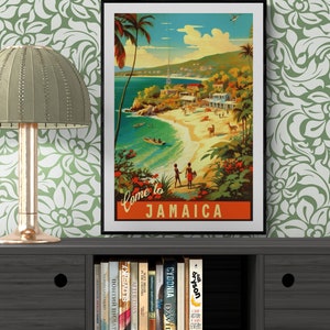Vintage Jamaica Travel Poster Print on Matte or Semi Gloss