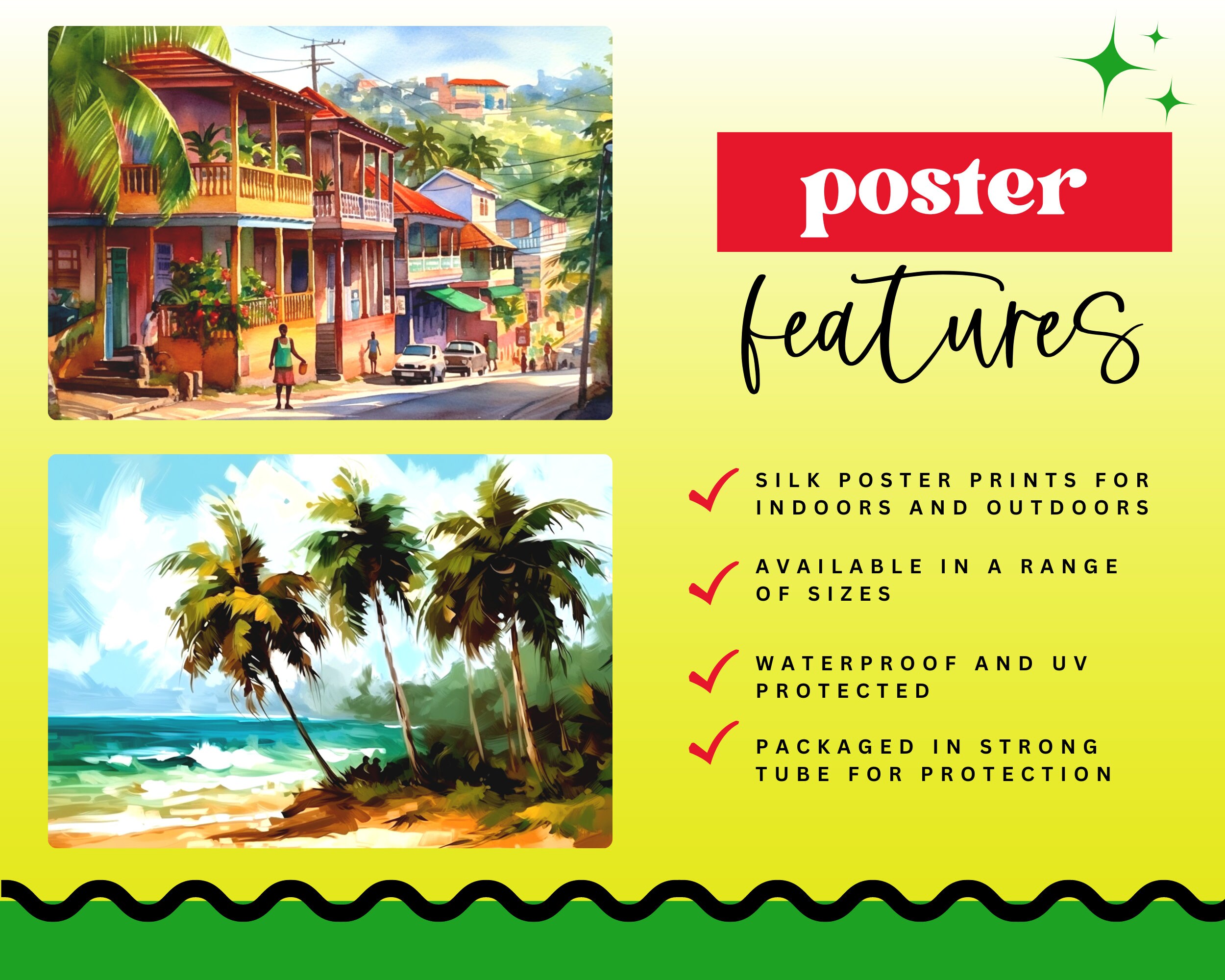 Caribbean Wall Art Silk Poster Print Gift for Her Trendy Etsy