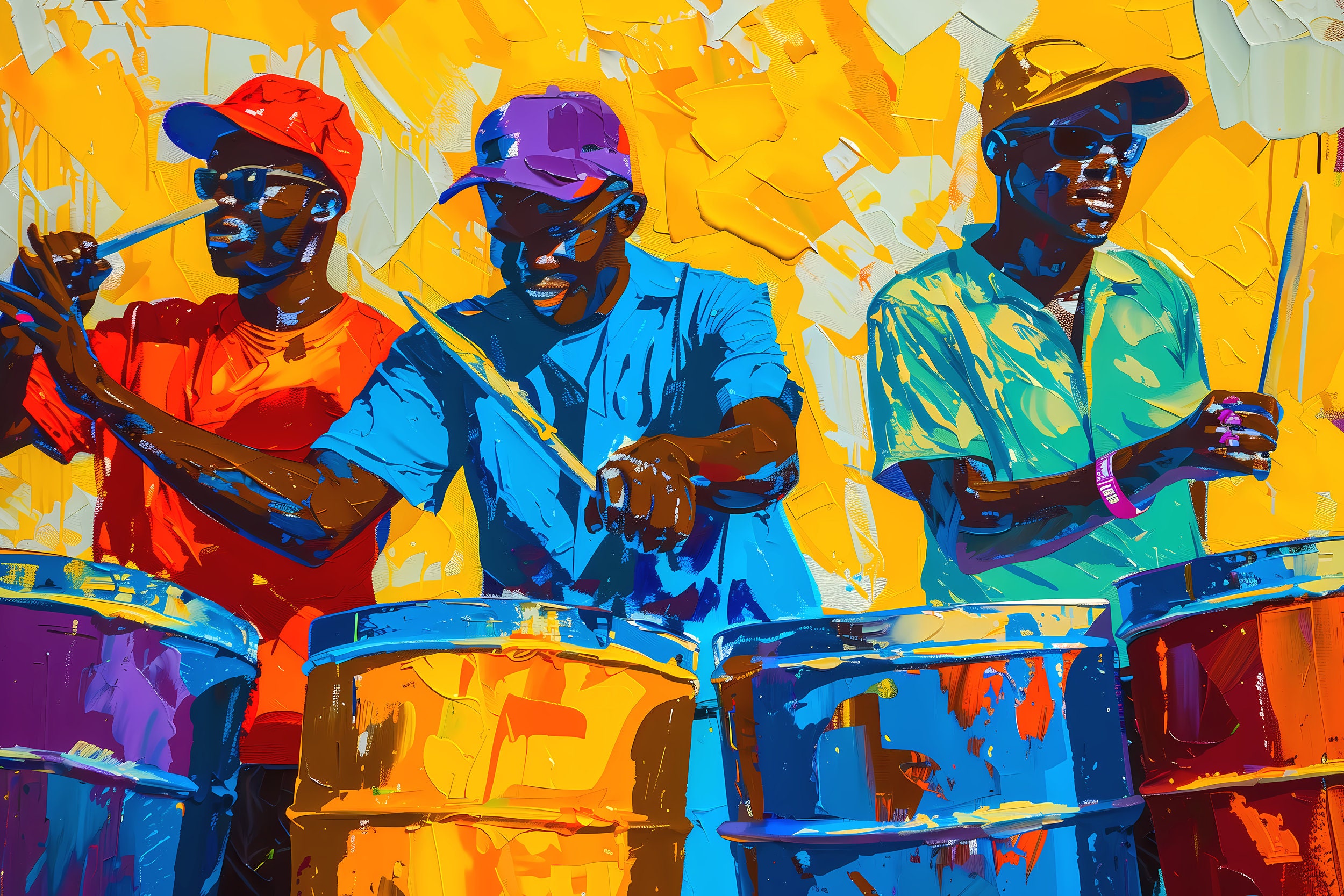 Steel Pan Drum Art Print - Bright Caribbean Colors - Trinidad