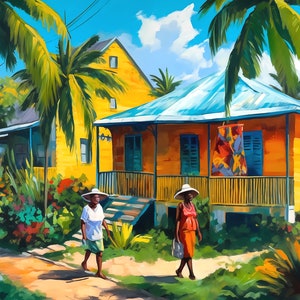 Jamaica Art Print Street Scene Jamaica Art Caribbean Wall Print Caribbean Art Print Gift for Jamaican Giclee Print Jamaica Wall Decor Gift