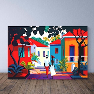 Modern Martinique Art with Bright Colours Black Art from French Antilles West Indies