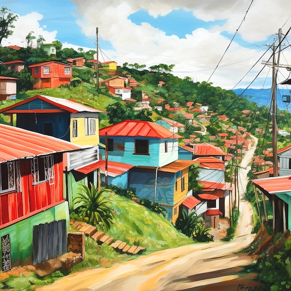 Wydruk sztuki ulicznej Trinidad Hill Street Art z Trinidad na plakacie