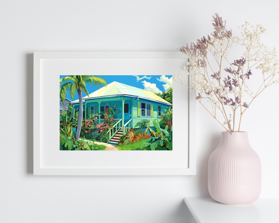 Barbados Art of House, Traditional Caribbean Cottage, Caribbean Wall