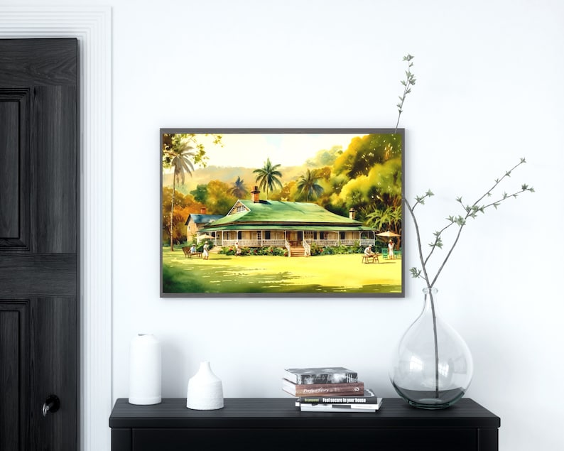 Caribbean Cricket Pavilion, Poster Print, Wall Art, Dominica Art