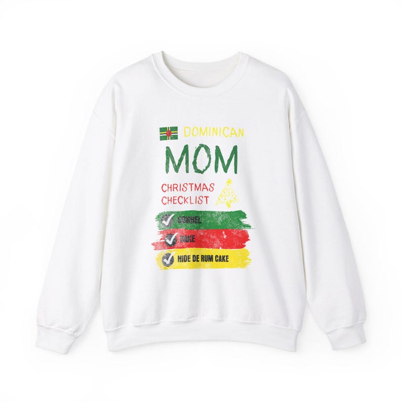 Dominican Mom Sweatshirt With Christmas Checklist, Cozy Crewneck With
