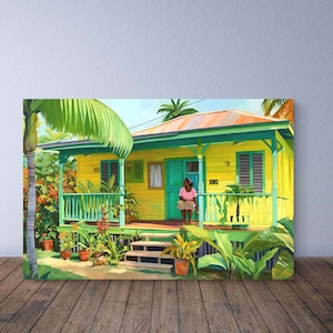 Grenada Art, Painting of Chattel House in Grenada, Grenada Wall Decor, Caribbean House Painting, Art Print Poster, Gift for Grenadian